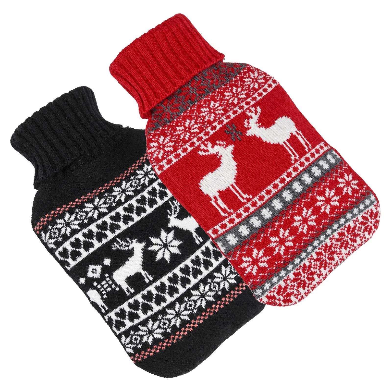 Gummi Wärmflasche mit Bezug Überzug Wärmeflasche Wärme Bett Winter-Design 2Liter