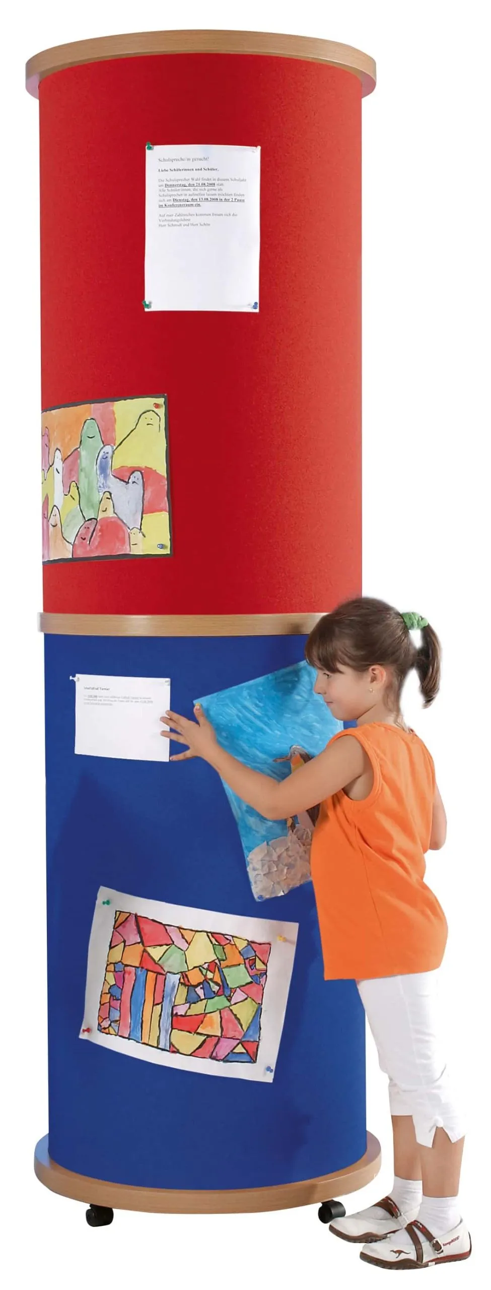 Fahrbare Stofflitfaßsäule in verschiedenen Höhen