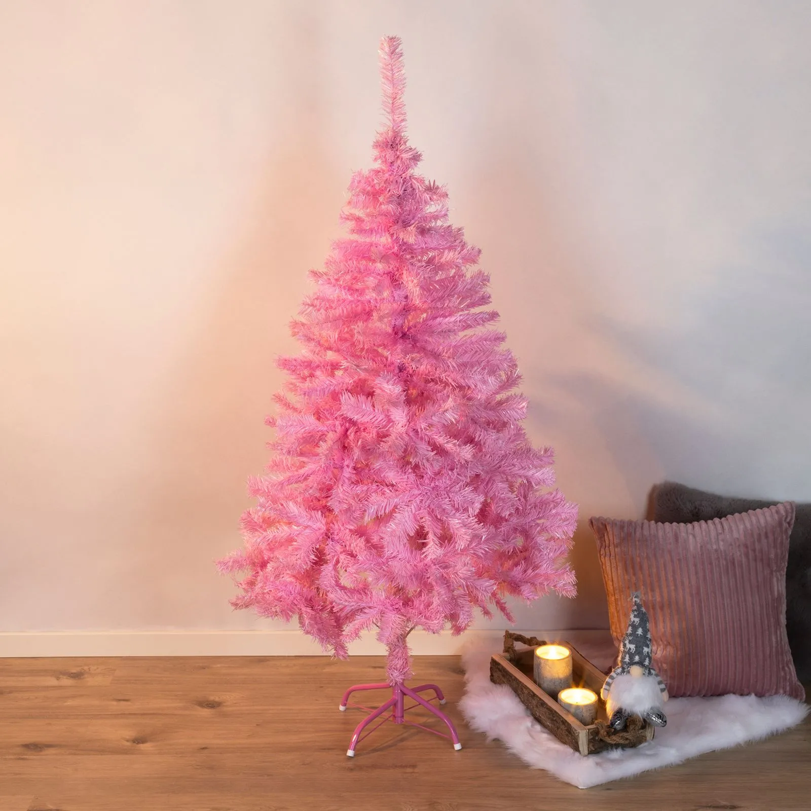 Pinker Weihnachtsbaum 150 cm künstlich mit Metallständer 440 Spitzen