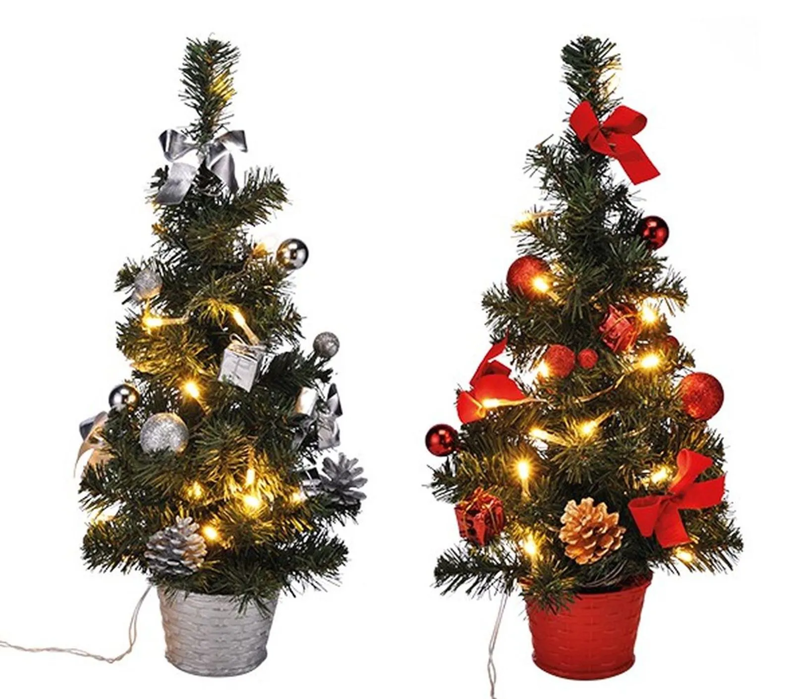 Künstlicher Weihnachtsbaum 40 cm mit LED Beleuchtung und Deko