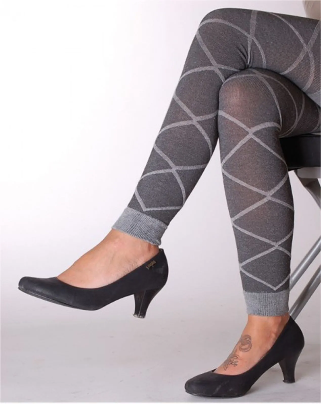 Leggings Leggins Thermo Karo Groß Braun