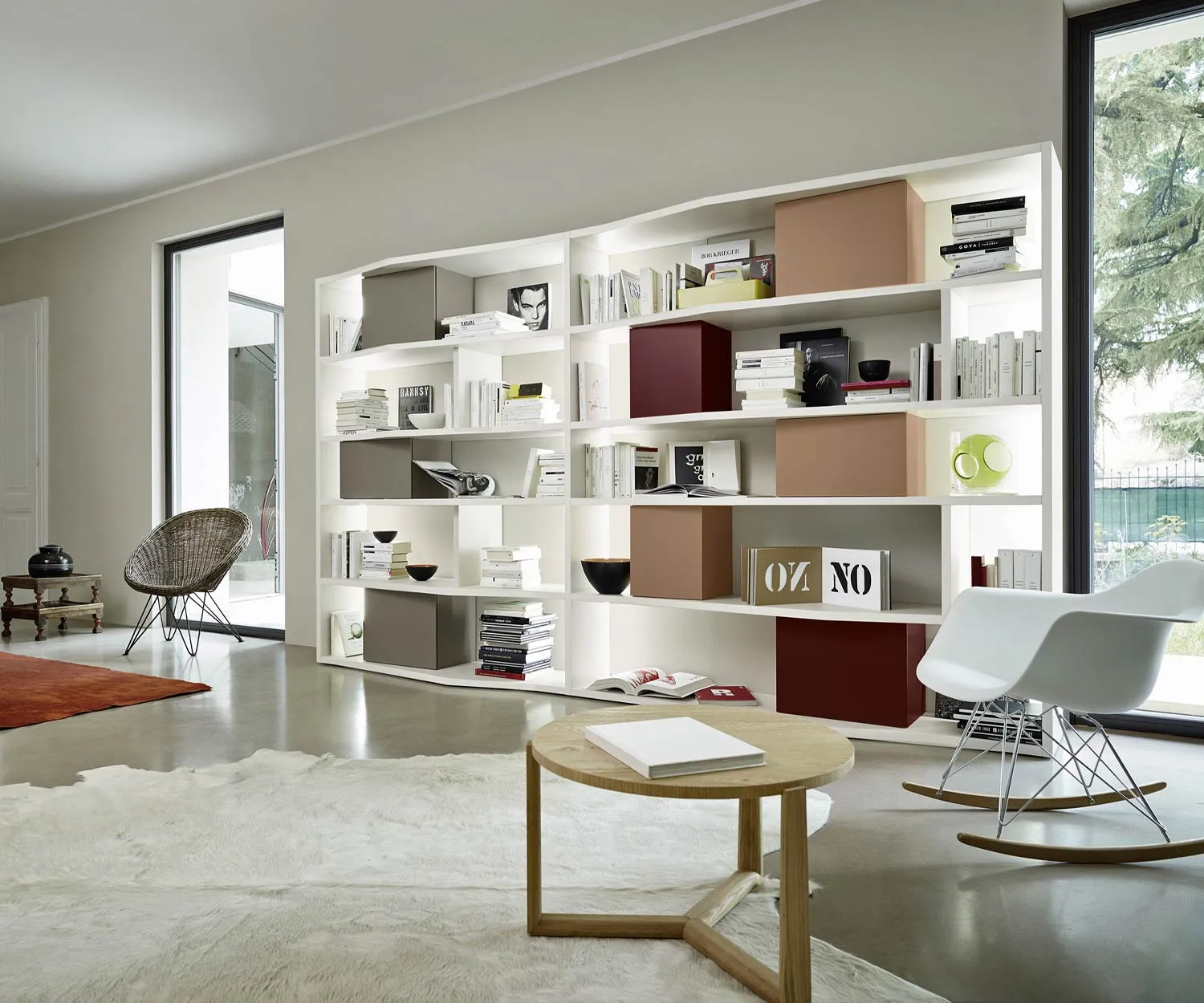 Livitalia Design Bücherregal C86 mit LED Beleuchtung Weiß