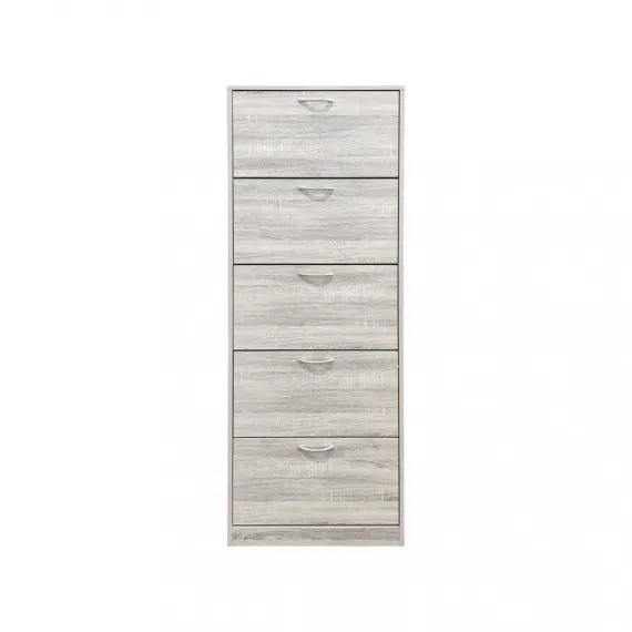 Schuhschrank SUSIE 5 Türen in hellgrauer Holzfarbe