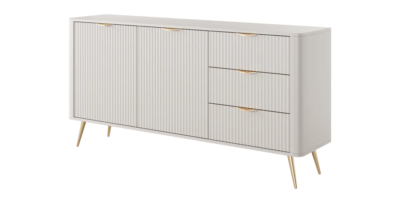 Kommode Kombikommode 163 cm LANTE 2D3S beige/gold
