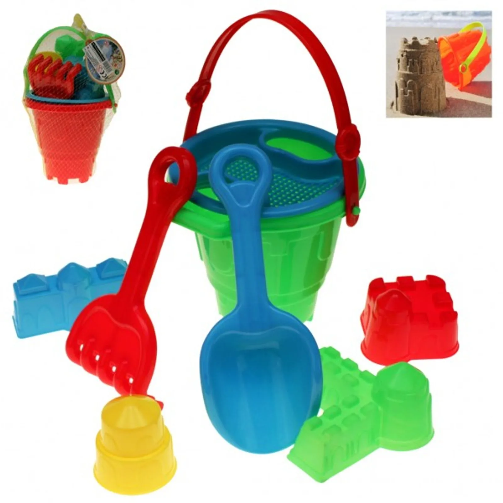 Sandspielzeug Burgformen Eimer Schaufel Sandkasten 8 Teile