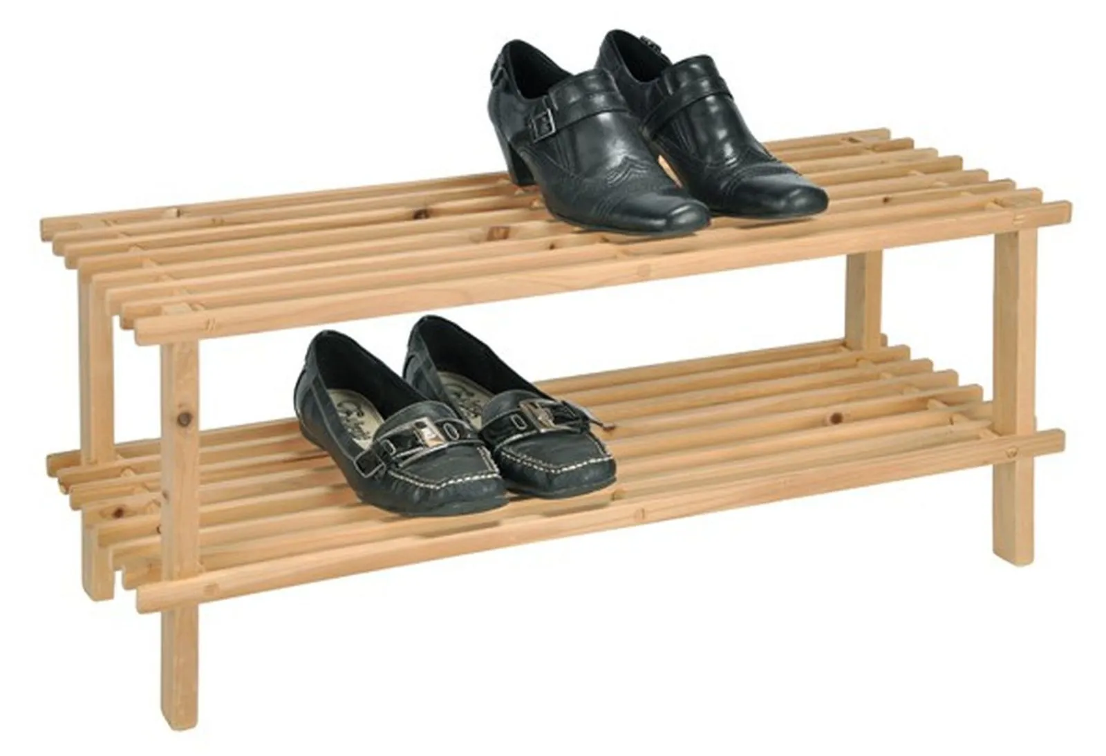 Schuhregal Holzregal Schuhablage Schuhständer aus Holz mit 2 Böden