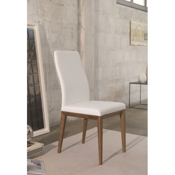 Stuhl Alyssa aus Holz und Kunstleder oder Wolle Friulsedie