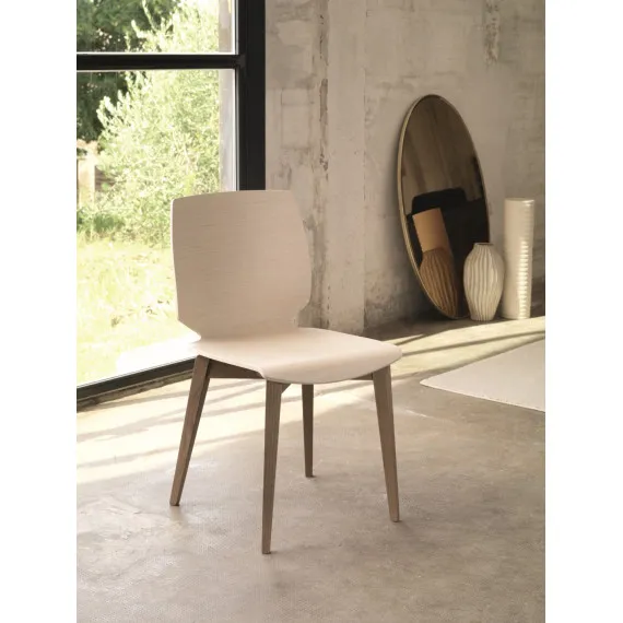 Holzstuhl Shell mit niedriger Rückenlehne von Friulsedie