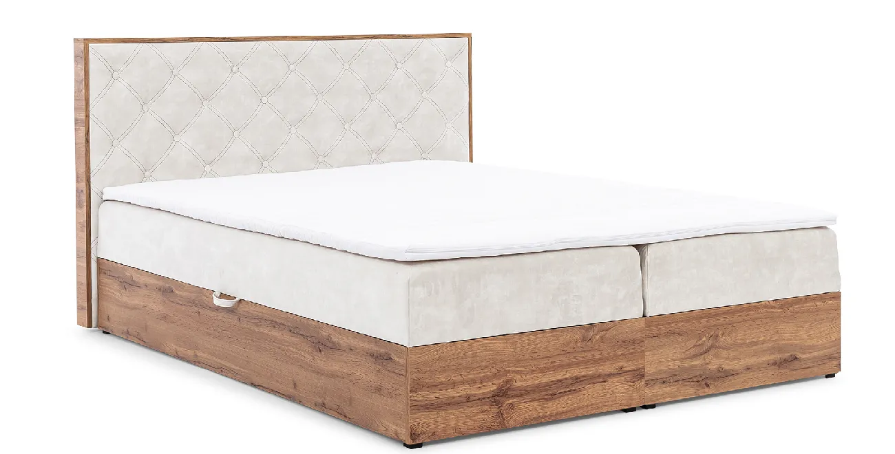 Boxspringbett WOOD X 180x200 Hotelbett Mit Zwei Bettkasten Kontinentales Bett Eiche