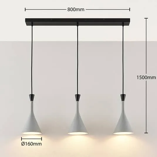 Lindby Hangeleuchte Hangelampe Lampe Leuchte Flynn Furs Esszimmer Grau 3 Flg 1