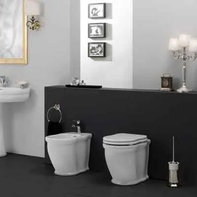 GSG TIME WANDBÜNDIGES SANITÄRSET WC MIT WEISSER ABDECKUNG UND BIDET
