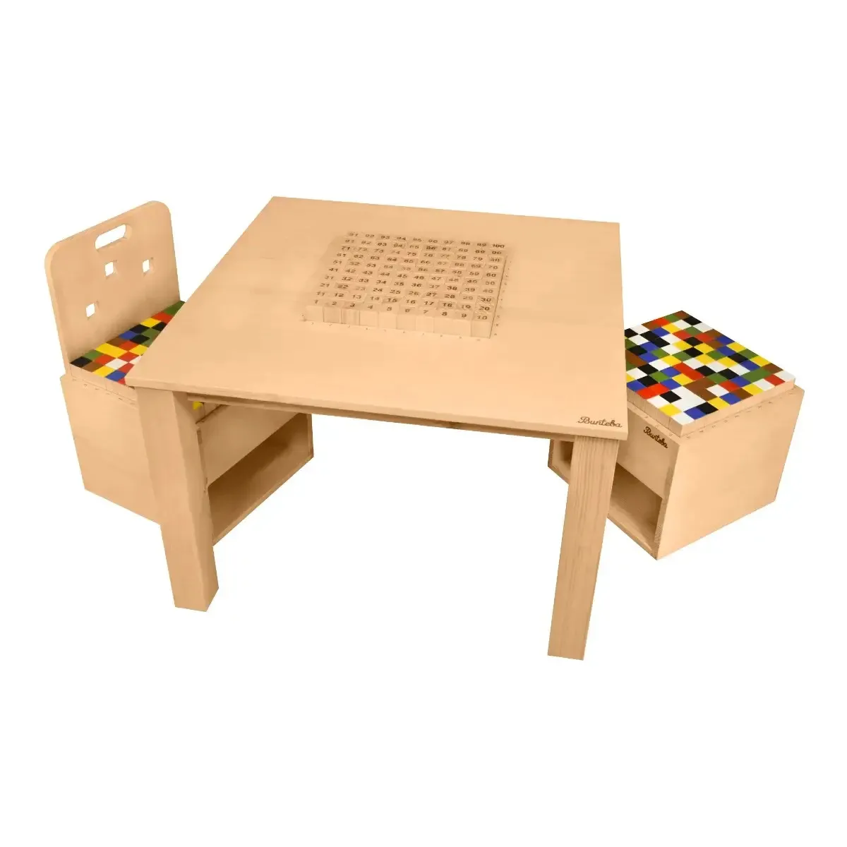 Bunteba 3er-Set bestehend aus Tisch, Stuhl und Hocker