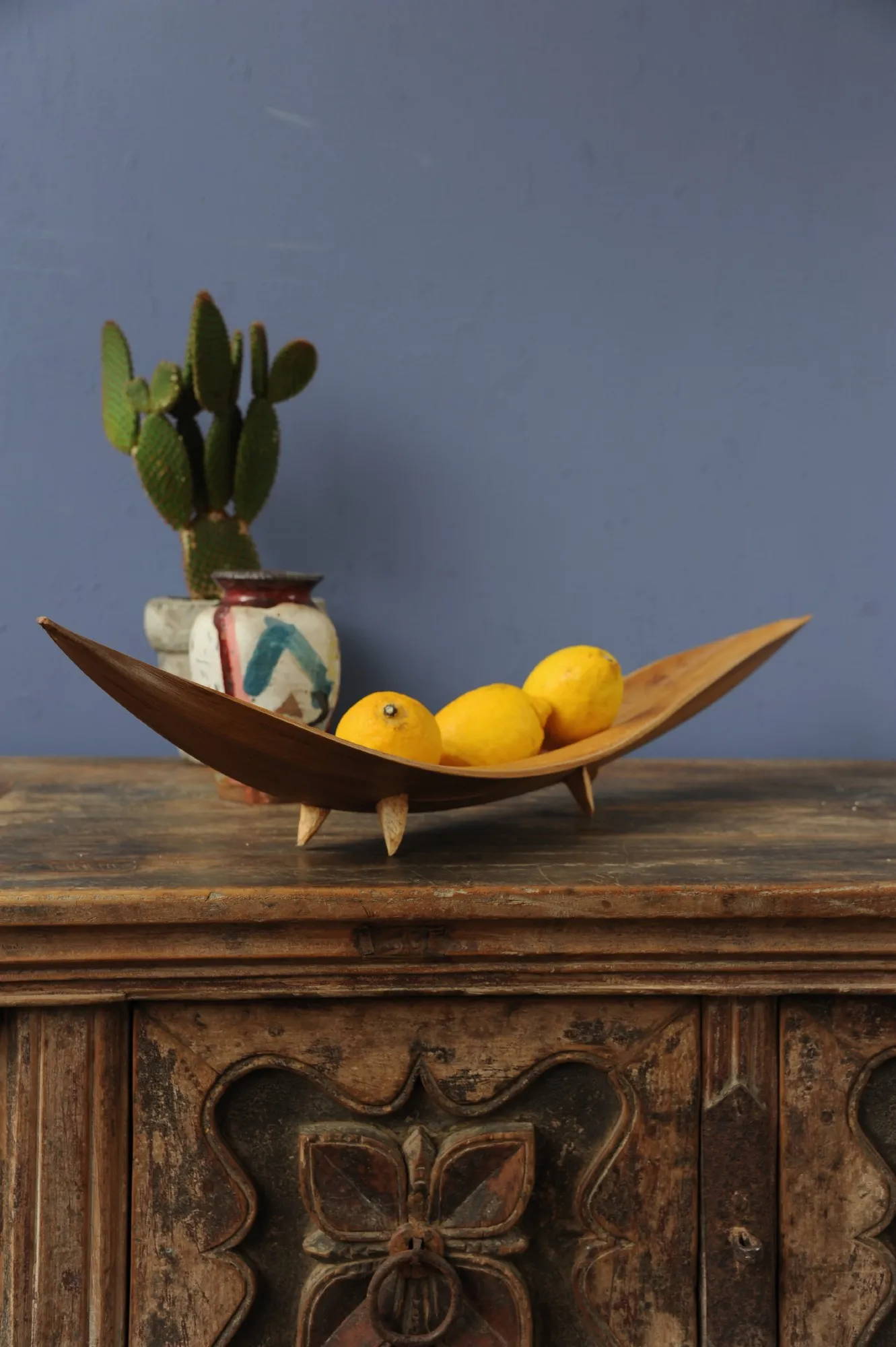 Schiffchenschale mit Füßen, natur, L 50 - 70 cm