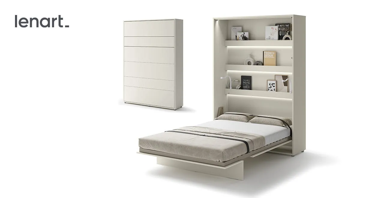 Wandklappbett Bed Concept BC-01 140x200 Schrankbett Vertikal Lenart Gästebett Kashmir