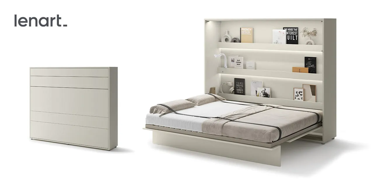 Wandklappbett Bed Concept BC-14 160x200 Schrankbett Horizontal Lenart Gästebett Kashmir