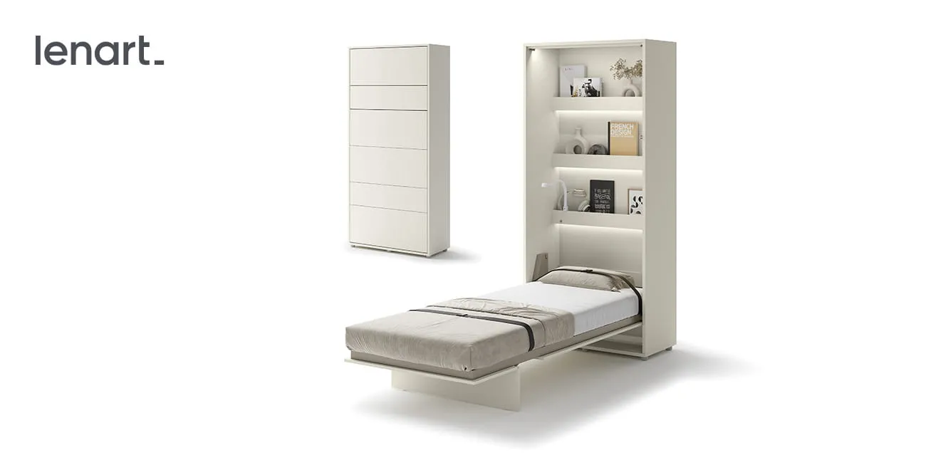 Wandklappbett Bed Concept BC-03 90x200 Schrankbett Vertikal Lenart Gästebett Kashmir
