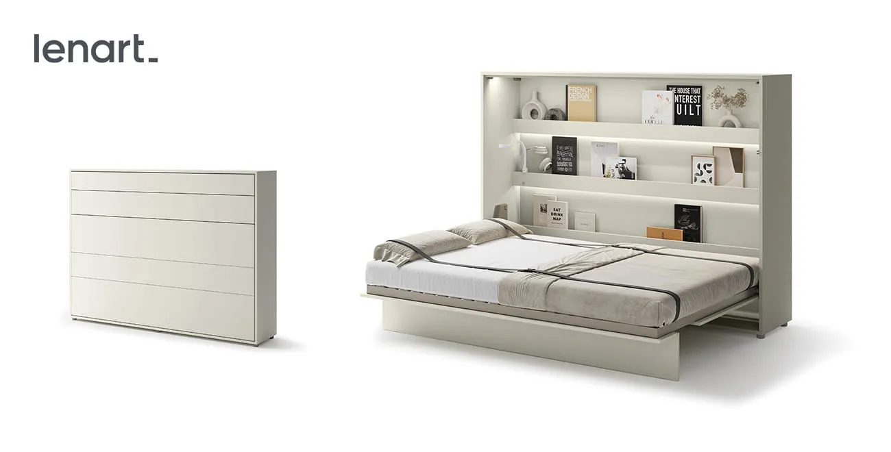 Wandklappbett Bed Concept BC-04 140x200 Schrankbett Horizontal Lenart Gästebett Kashmir