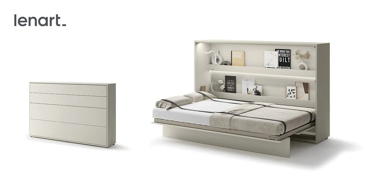 Wandklappbett Bed Concept BC-05 120x200 Schrankbett Horizontal Lenart Gästebett Kashmir