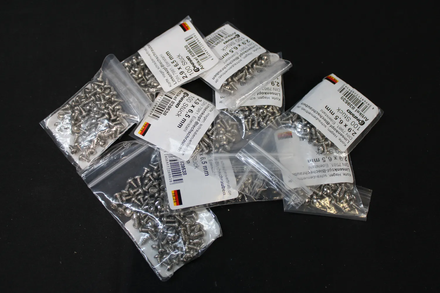 839538 LIKO A2 Blechschrauben 2.9 mm 6.5 mm Kreuzschlitz 9 SETS