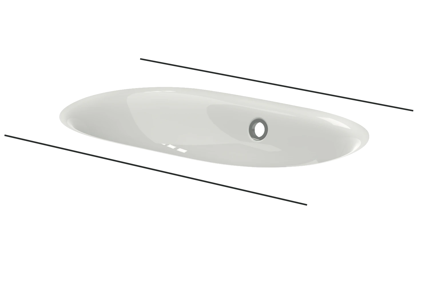 Unterbauwaschtisch „BetteComodo“ 57,4 × 38 × 12 cm, ohne Überlauf, ohne Hahnlochbohrung in Weiß