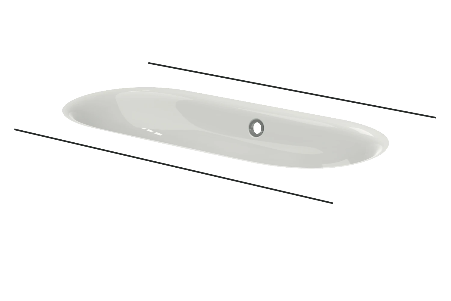 Unterbauwaschtisch „BetteComodo“ 77,4 × 38 × 12 cm, ohne Überlauf, ohne Hahnlochbohrung in Pergamon