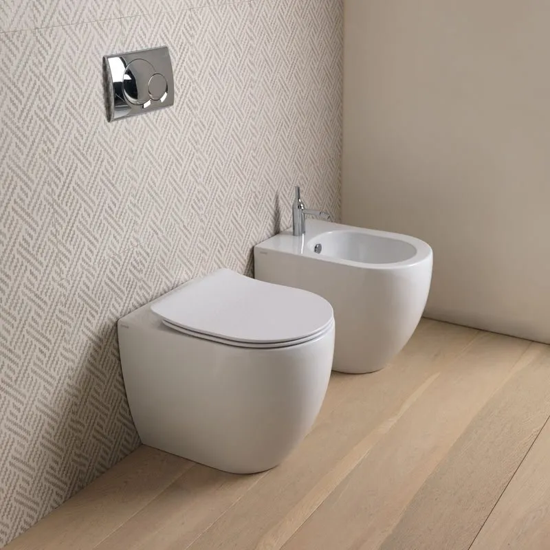 GSG LIKE WC WANDBÜNDIG MIT TOILETTENSITZ SLIM SOFT UND BIDET MATT WEISS