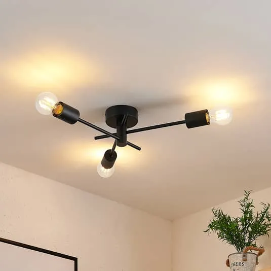 Lindby Cerros Deckenlampe Deckenleuchte Lampe Leuchte Dreiflammig Schwarz Ip20 B-Ware