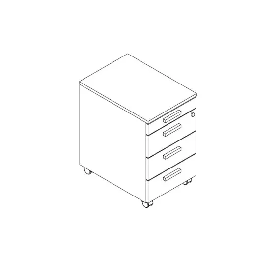 Büroschubladenschrank mit 3 Schubladen und Stifthalter auf Rollen