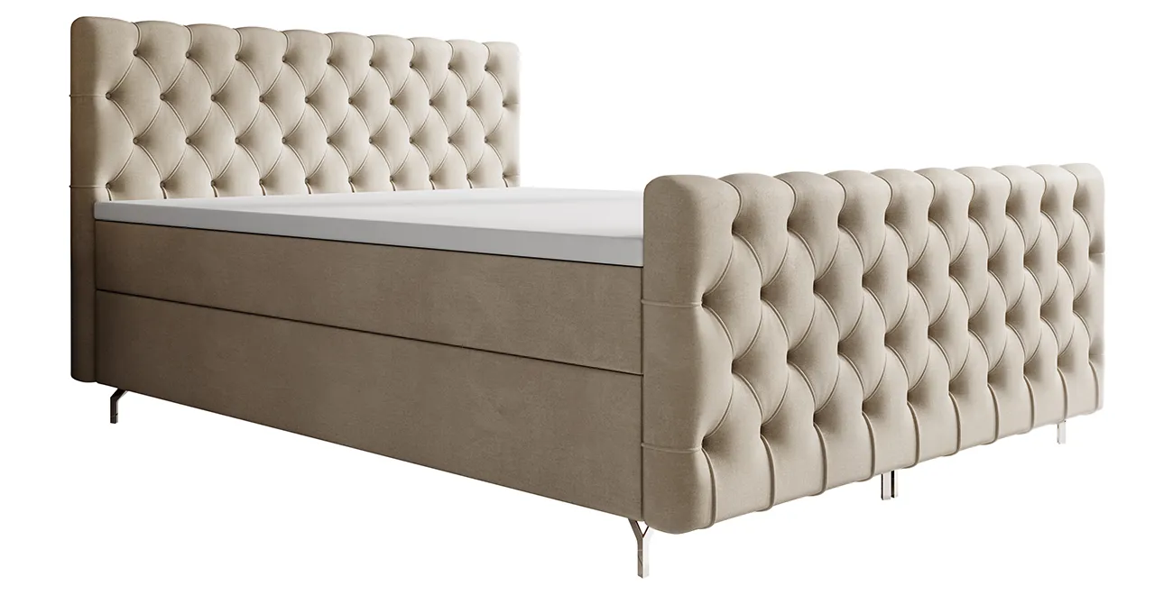 Boxspringbett Chester Plus 180x200 (Bonell-Matratze und Topperr), mit zwei Bettkästen für die Bettwäsche