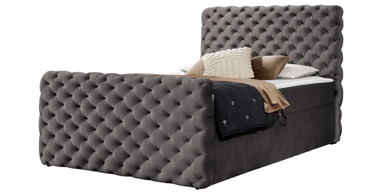Boxspringbett Chesterfield-Lux 180x200 Hotelbett Mit Zwei Bettkasten Kontinentales Bett