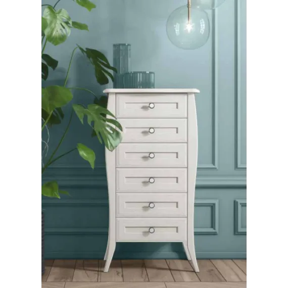 Klassische Kommode mit 6 Schubladen von Colombini Casa im Shabby Chic-Stil.