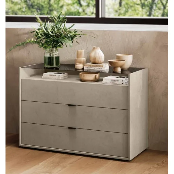 Kommode mit 3 Schubladen und Glasplatte Diana Imab Group