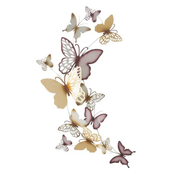 Wanddekoration Wandpaneel BUTTERFLIES GOLD/BORDEAUX C CM 59,5X4X111,5 Mauro Ferretti