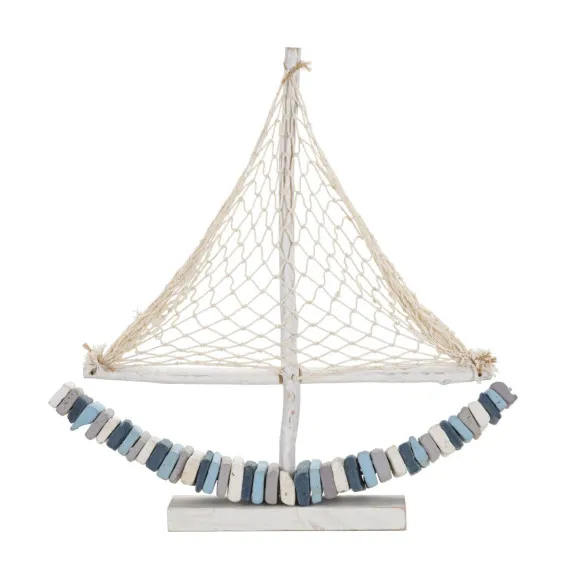 Skulptur aus Holzstücken BARCA COLOR mit Netz von Mauro Ferretti