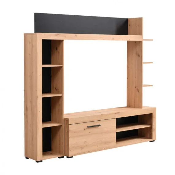 Moderne Wand ausgestattet Rubi in Handwerker Eiche und Schwarz