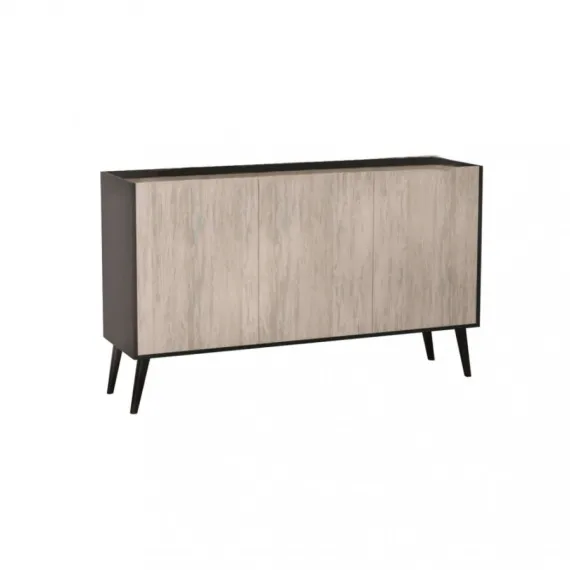 Sideboard 3 Türen 150×41,5×78 cm Anthrazit/Hellkiefer