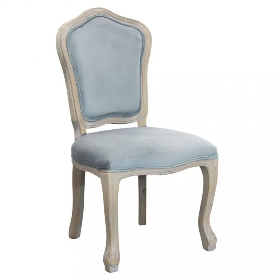 Klassischer Stuhl CHARLENE aus grauem Samt und Massivholz