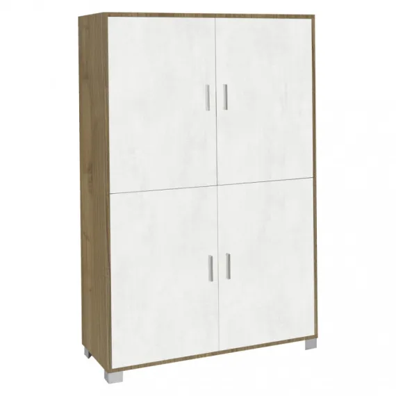 Sideboard mit 4 Türen in Nussbaum und Weiß, 107 cm