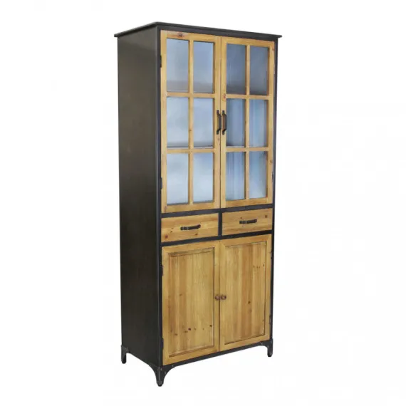 Hoher Holzvitrinenschrank CYRUS