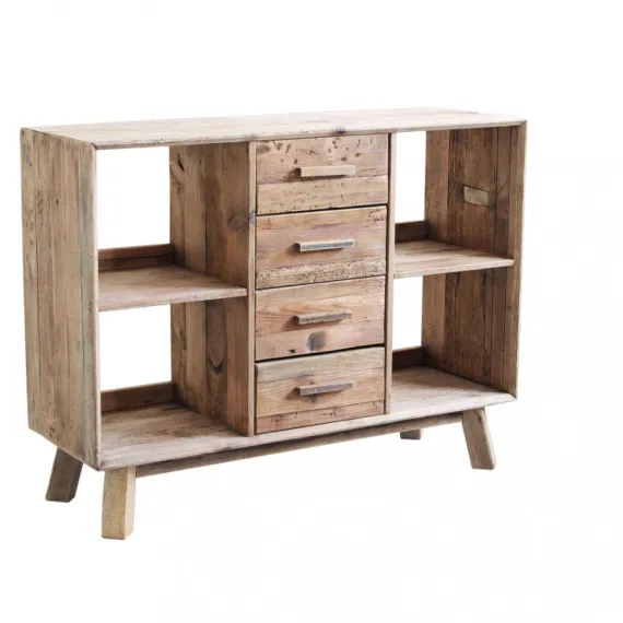 Sideboard aus recyceltem Holz mit Schubladen und Regalen ADAM 120cm