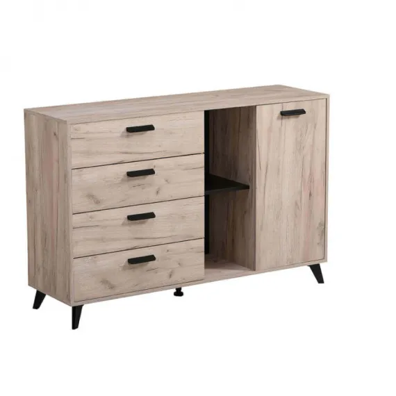 Mobile Schubladenkommode Umbria in Grau- und Schwarzeiche