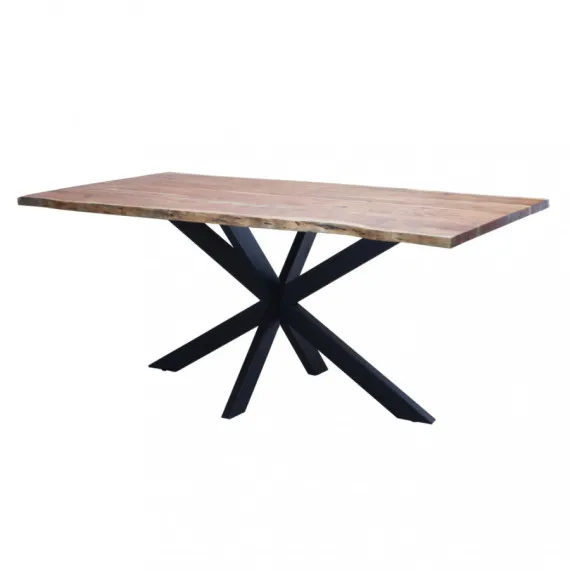 Fester rechteckiger Tisch 180 x 90 mit Holzplatte CHASE