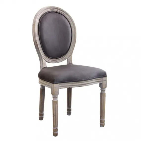 Stuhl COSTANCE aus Massivholz und Samt in Taupe