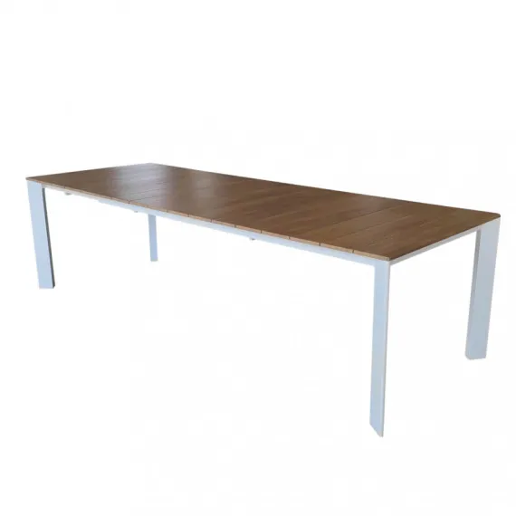 Ausziehbarer Tisch mit Aluminiumstruktur SACRAMENTO mit Holzlatten-Effektplatte