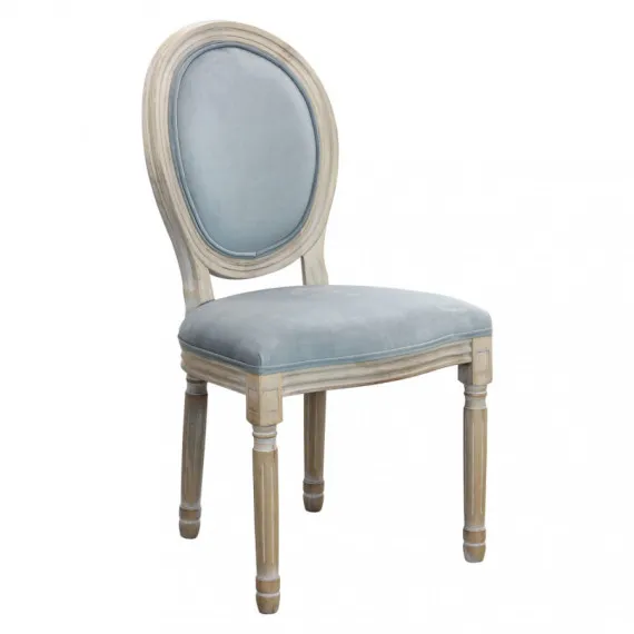 Klassischer Stuhl aus Holz und grauem Samt COSTANCE