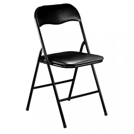 Mattschwarzer Klappstuhl SLIM mit schwarzer Polsterung