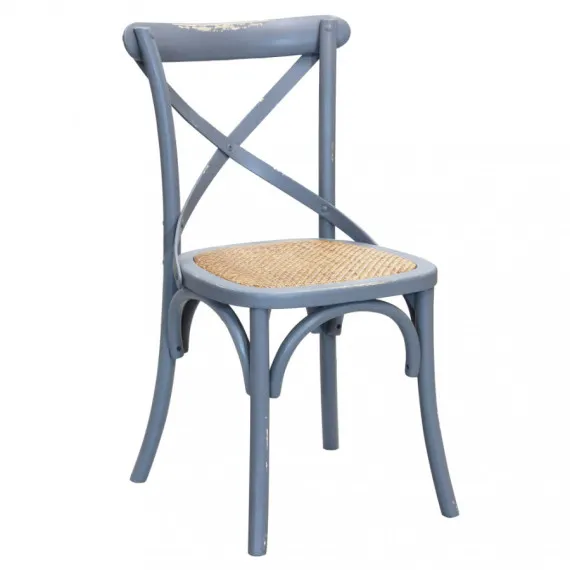 Holzstuhl mit gepolstertem Sitz und Vintage-Stil CROSS grau