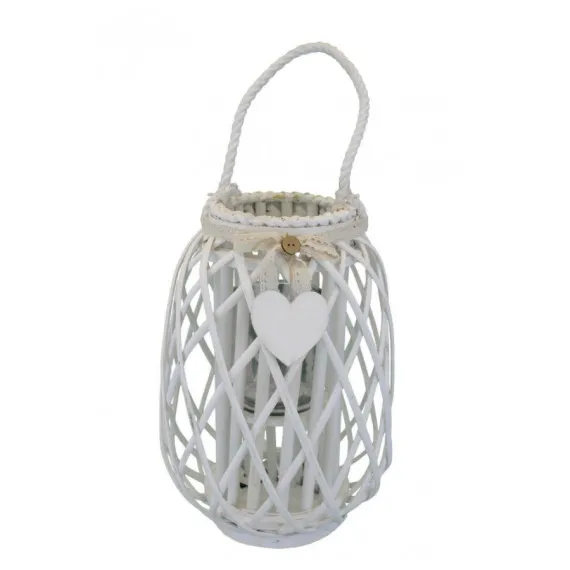 Weiße Korblaterne FLAVIENNE 12cm hoch