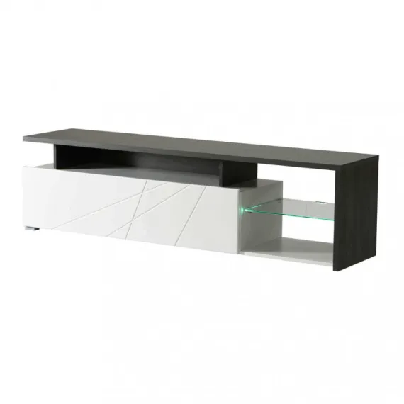 TV-Ständer ARCTIC 170 cm weiß/schwarz glänzend Holz