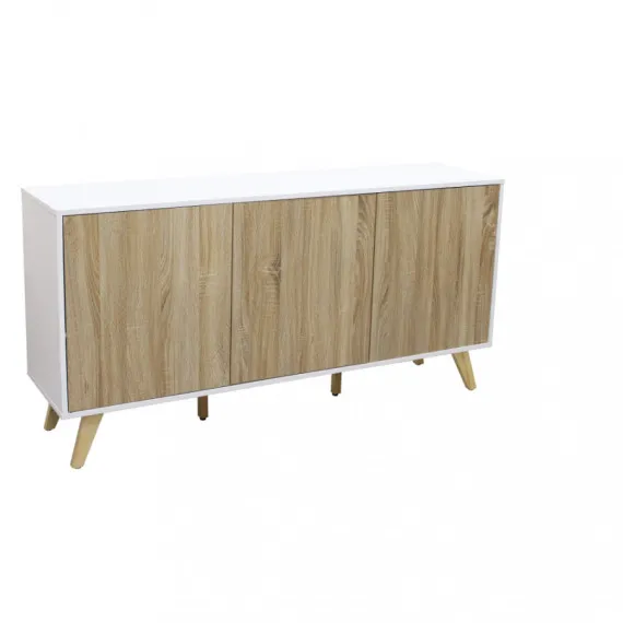 Holzsideboard mit drei Türen ELTON mit weißem Gestell